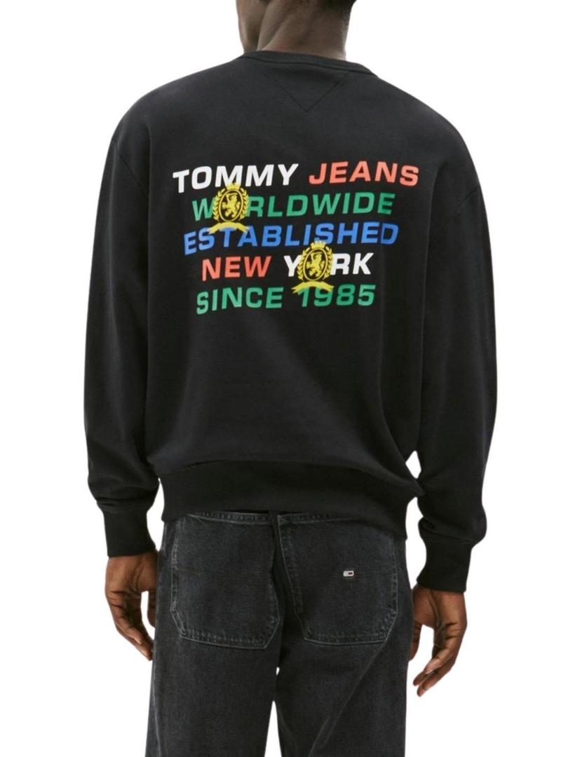 Moletom Tommy Jeans Varsity preto para mulher.