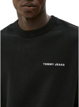 Moletom Tommy Jeans Varsity preto para mulher.