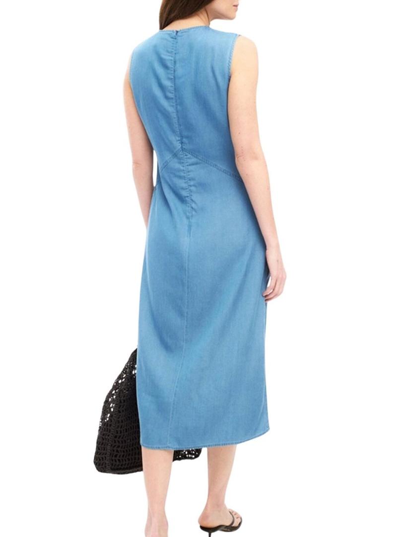 Vestido de ganga Vila Vibista midi para mulher