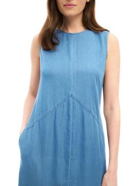 Vestido de ganga Vila Vibista midi para mulher