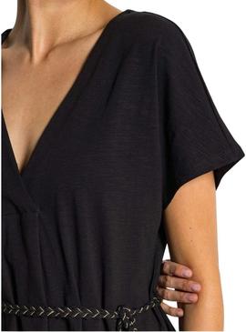 Vestido Vila Viverano preto com cinto para mulher.