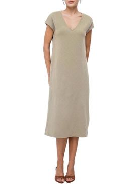Vestido Vila Viadoria bege para mulher.