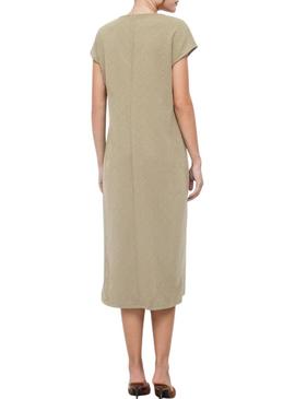 Vestido Vila Viadoria bege para mulher.
