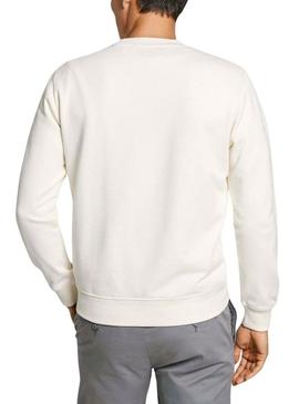 Moletom Pepe Jeans Dalter Crew branco para homem.