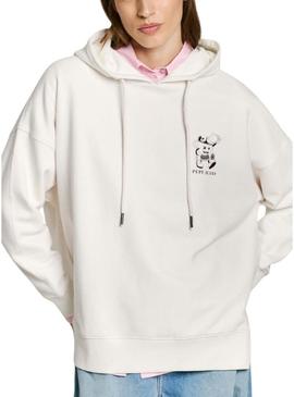 Moletom Pepe Jeans Raylin branco para mulher.