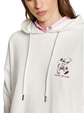 Moletom Pepe Jeans Raylin branco para mulher.