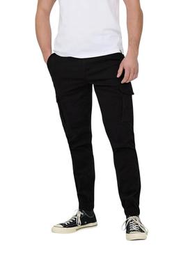 Calça Only and Sons Carter cargo preta para homem
