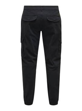Calça Only and Sons Carter cargo preta para homem