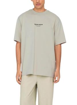 Camiseta Only and Sons Curated bege para homem