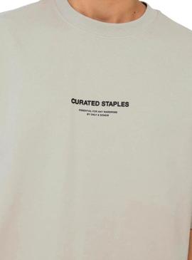 Camiseta Only and Sons Curated bege para homem