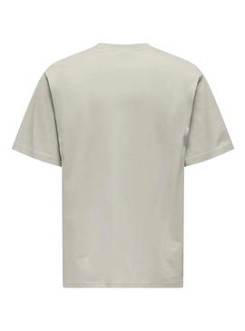 Camiseta Only and Sons Curated bege para homem
