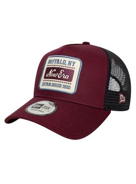 Boné New Era Patch 9Forty Trucker bordô para homem.
