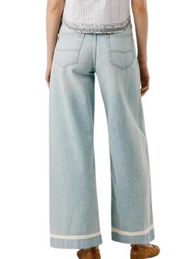 Calça jeans Pepe Jeans Wide Trun Up para mulher.