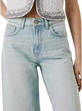 Calça jeans Pepe Jeans Wide Trun Up para mulher.