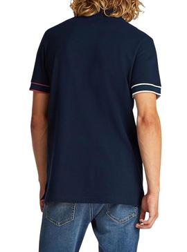 Polo Tommy Jeans Slim Flag azul marinho para homem.