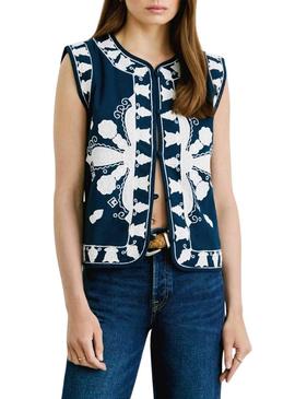 Colete étnico Pepe Jeans Heaven azul marinho para mulher.