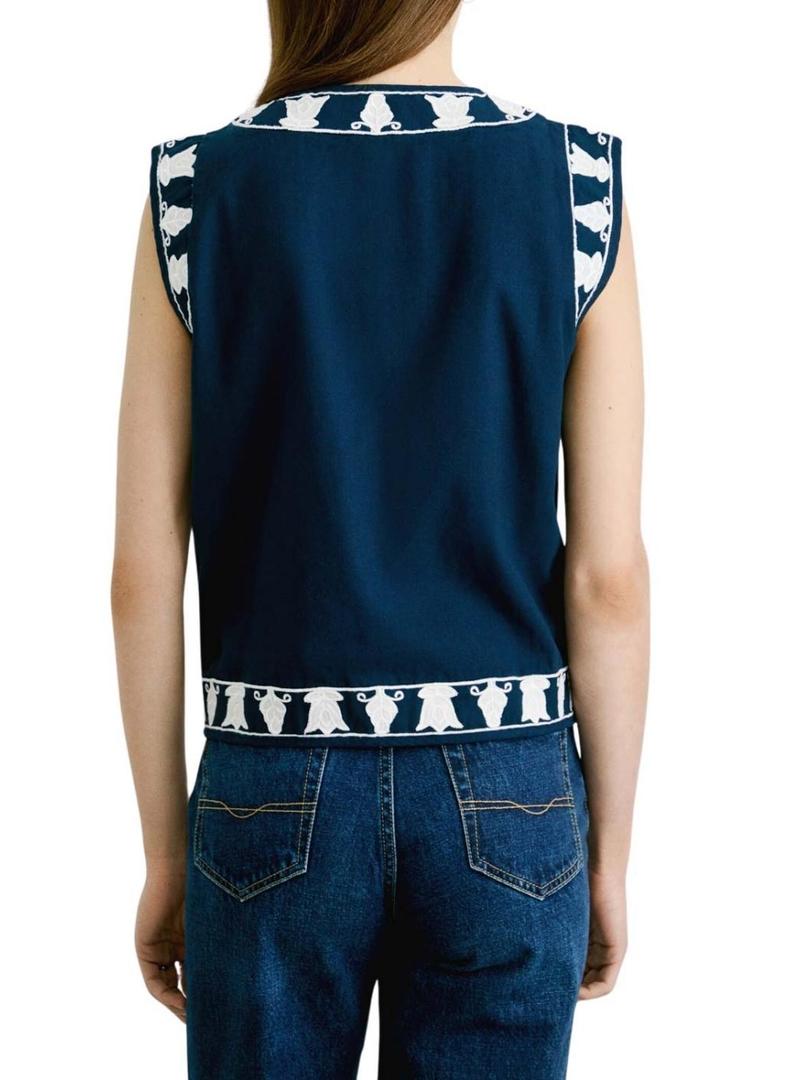 Colete étnico Pepe Jeans Heaven azul marinho para mulher.