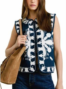 Colete étnico Pepe Jeans Heaven azul marinho para mulher.