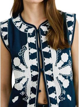 Colete étnico Pepe Jeans Heaven azul marinho para mulher.