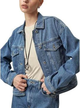 Jaqueta jeans Pepe Jeans listrada para mulher.