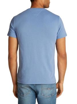 Camisa Tommy Jeans Varsity Pop azul para homem.