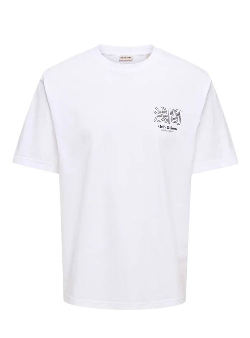 Camiseta Only and Sons Tristan branca para homem.