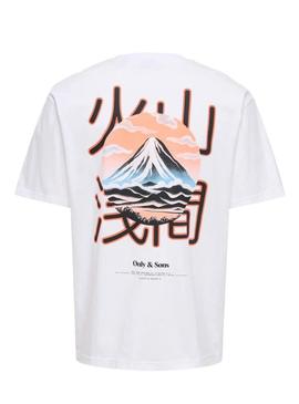 Camiseta Only and Sons Tristan branca para homem.