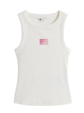 Camiseta Tommy Jeans Gradient branco para mulher