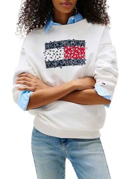 Camisola Tommy Jeans Floral branca para mulher