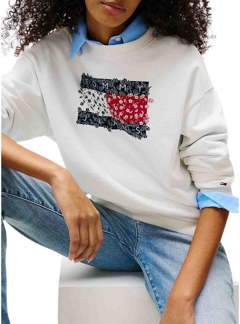 Camisola Tommy Jeans Floral branca para mulher