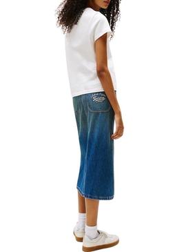 Camiseta Tommy Jeans Floral branca para mulher.