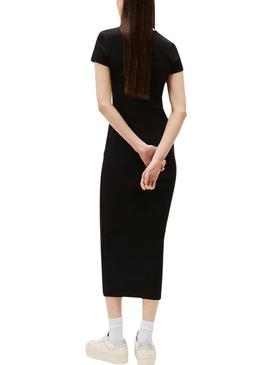 Vestido Tommy Jeans Badge Rib preto para mulher