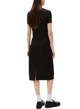 Vestido Tommy Jeans Rib Bodycon preto para mulher.