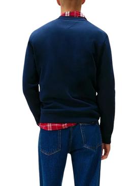 Moletom Tommy Jeans Flag azul marinho para homem.