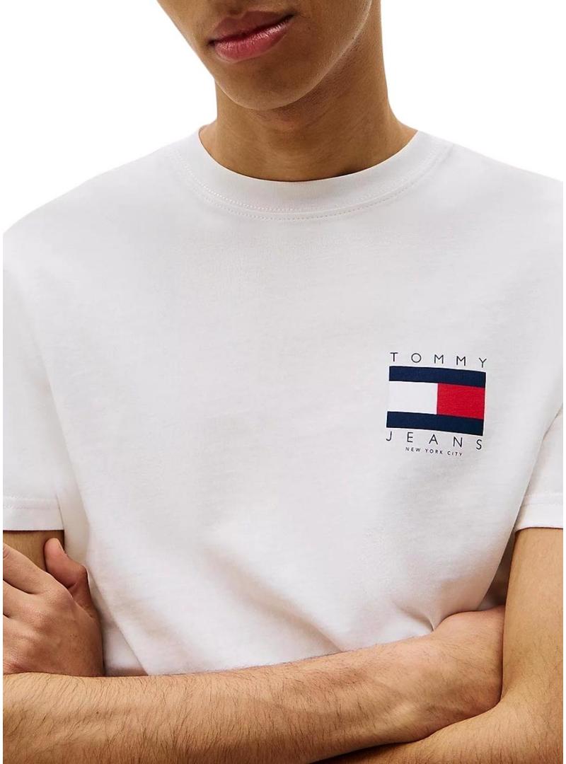 Camisa Tommy Jeans Flag branca para homem.