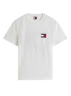 Camisa Tommy Jeans Flag branca para homem.