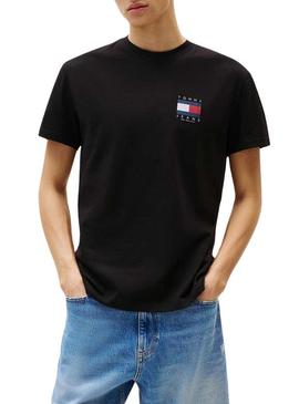 Camiseta Tommy Jeans Flag preta para homem