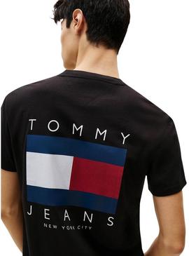 Camiseta Tommy Jeans Flag preta para homem