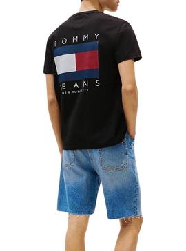 Camiseta Tommy Jeans Flag preta para homem