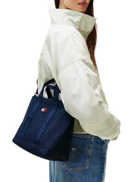 Bolsa Tommy Jeans Daily Mini Tote azul marinho para mulher.