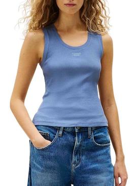 Camiseta Tommy Jeans Tank azul para mulher.