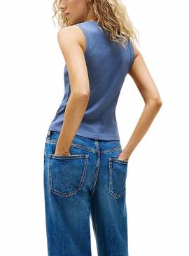 Camiseta Tommy Jeans Tank azul para mulher.