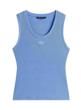Camiseta Tommy Jeans Tank azul para mulher.