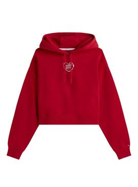 Moletom Tommy Jeans Heart vermelho para mulher.