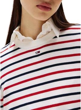Camiseta listrada Essential Crew da Tommy Jeans para mulheres.