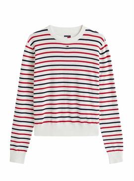 Camiseta listrada Essential Crew da Tommy Jeans para mulheres.