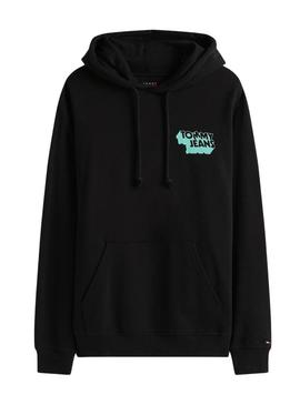 Moletom Tommy Jeans Stack Backprint preto para homem