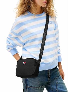 Bolsa Tommy Jeans Essential Daily Crossover azul marino para mujer.