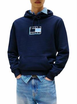 Moletom Tommy Jeans Pop azul marinho para homens.