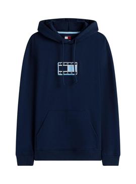 Moletom Tommy Jeans Pop azul marinho para homens.